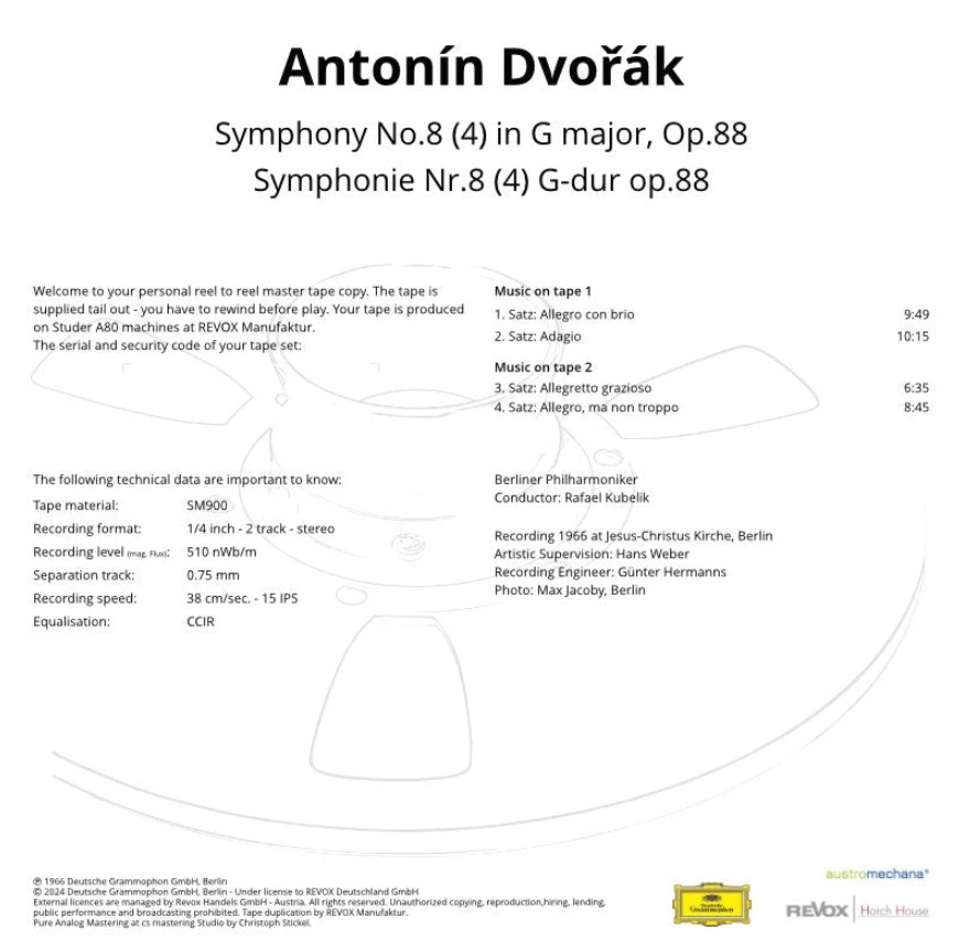 Antonin Dvořák Symphony No.8 mesterszalag track lista