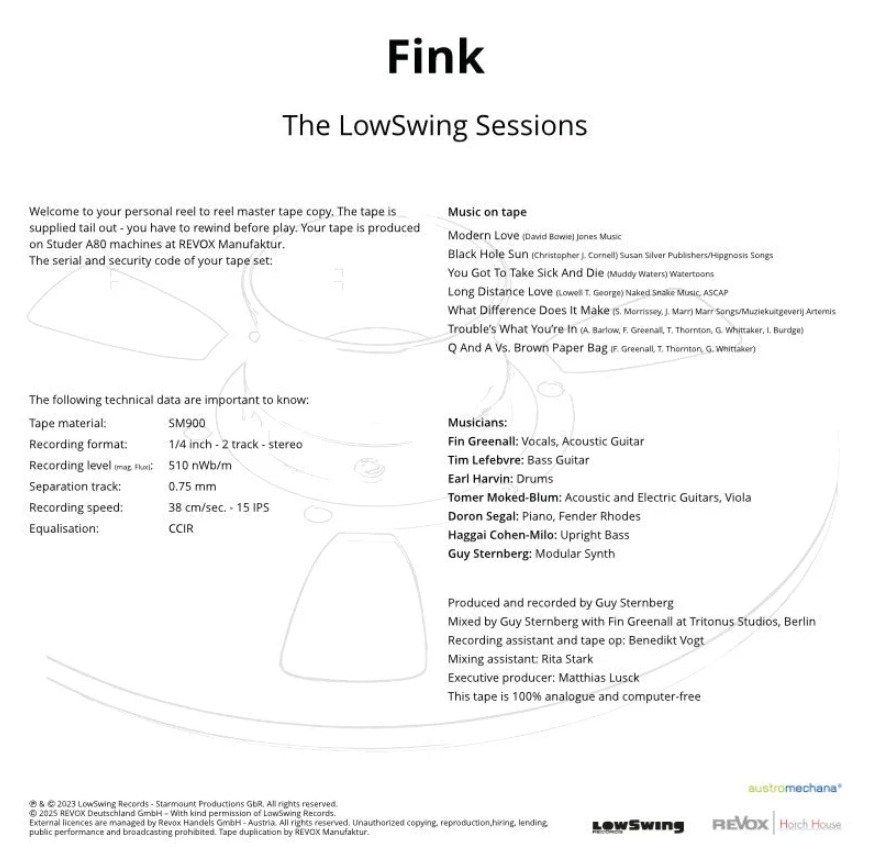 Fink The Lowswing Sessions mesterszalag track lista