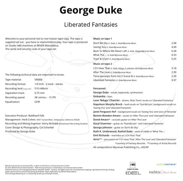 George Duke Liberated Fantasies mesterszalag track lista