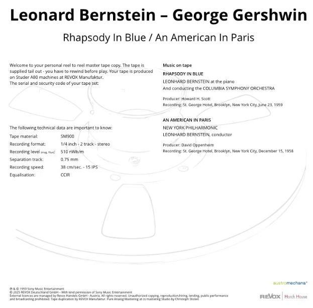 George Gershwin Rhapsody In Blue & An American In Paris mesterszalag track lista