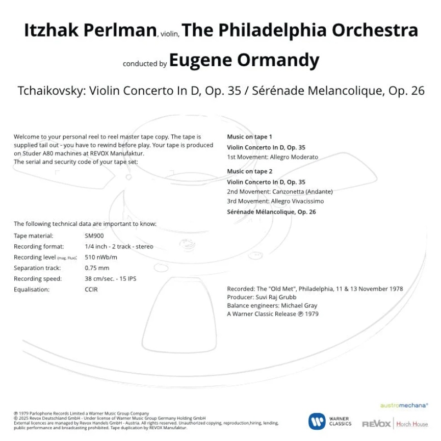 Itzhak Perlman Tchaikovsky Violin Concerto mesterszalag track lista