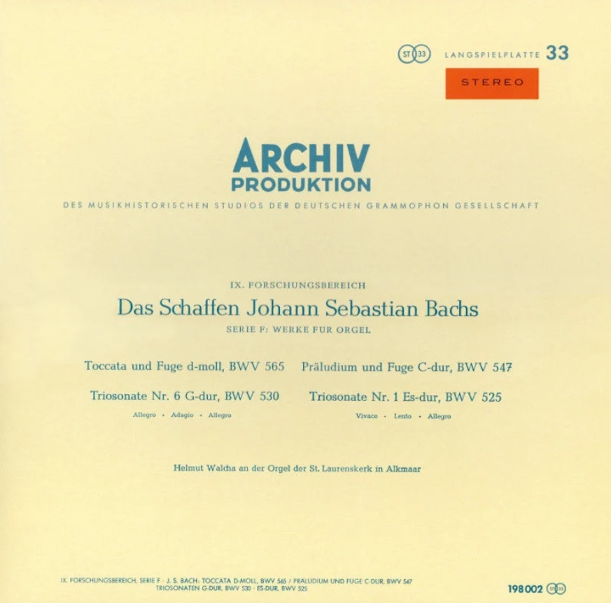 Johann Sebastian Bach Organ Works mesterszalag