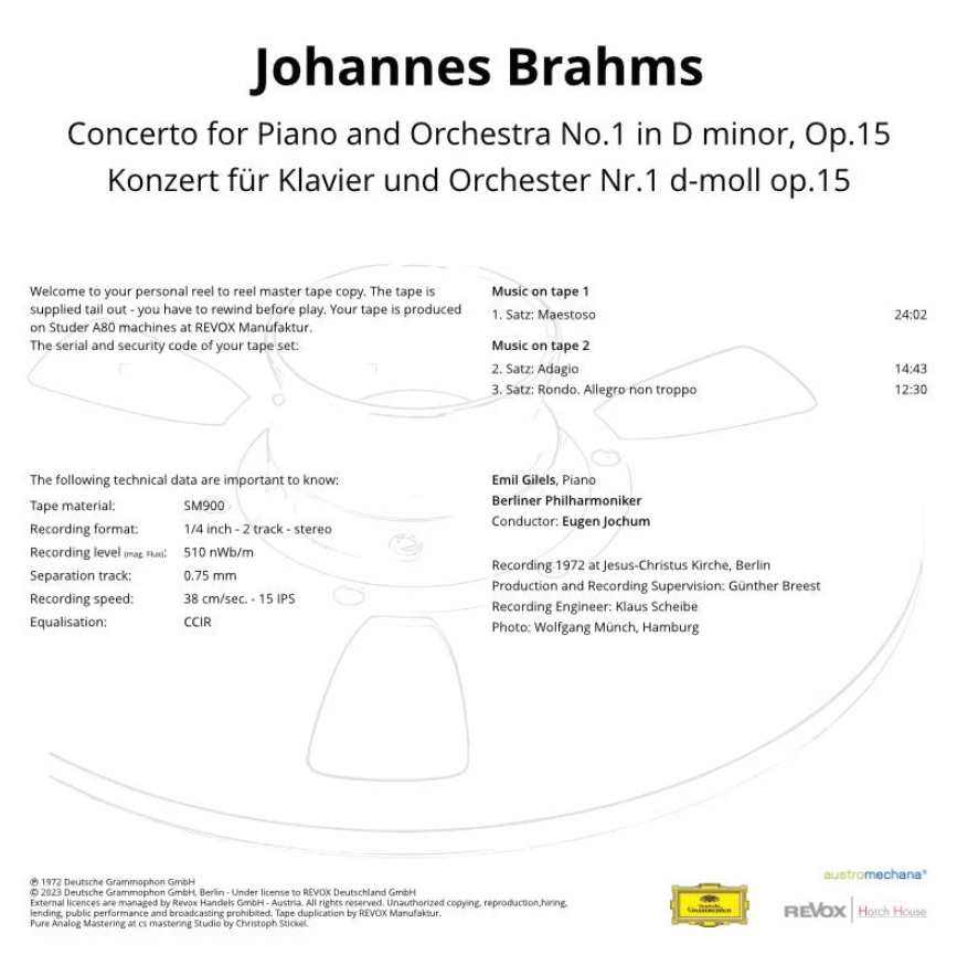 Johannes Brahms Concerto for Piano and Orchestra No.1 mesterszalag track lista