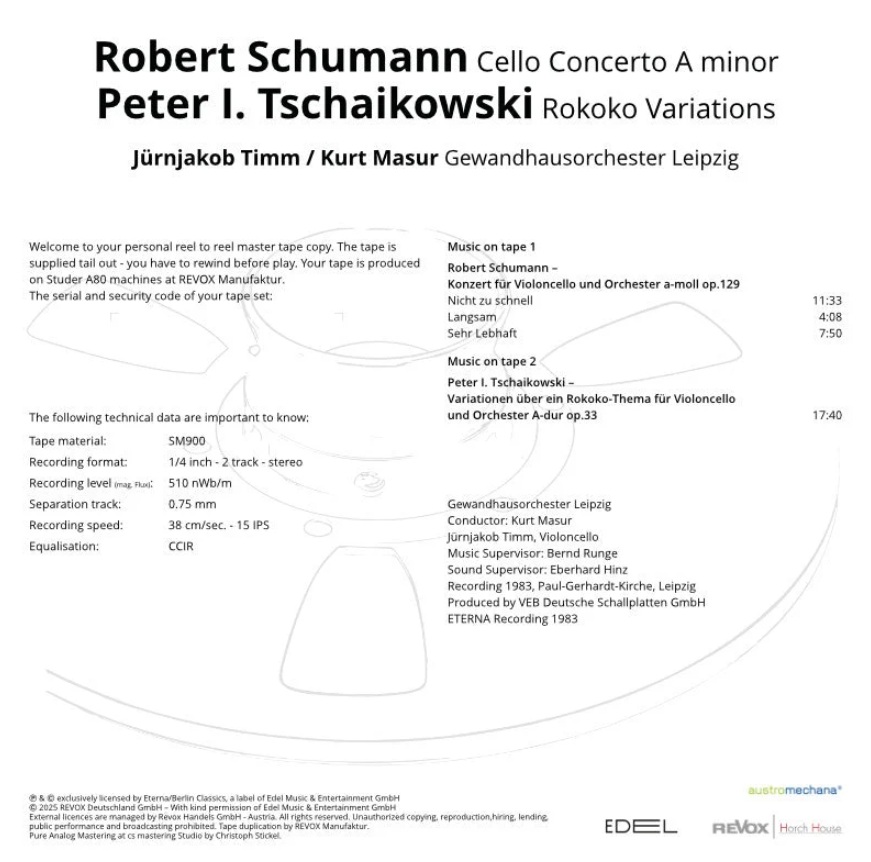 Kurt Masur Schuman & Tschaikowski mesterszalag track lista