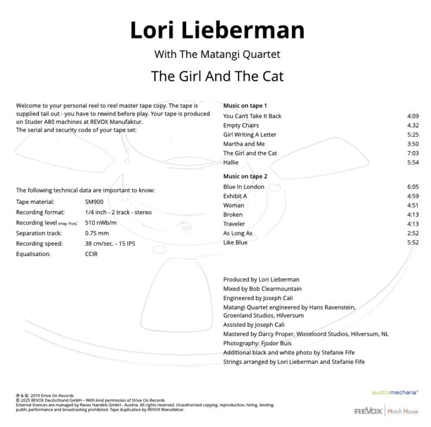 Lori Lieberman The Girl And The Cat mesterszalag track lista