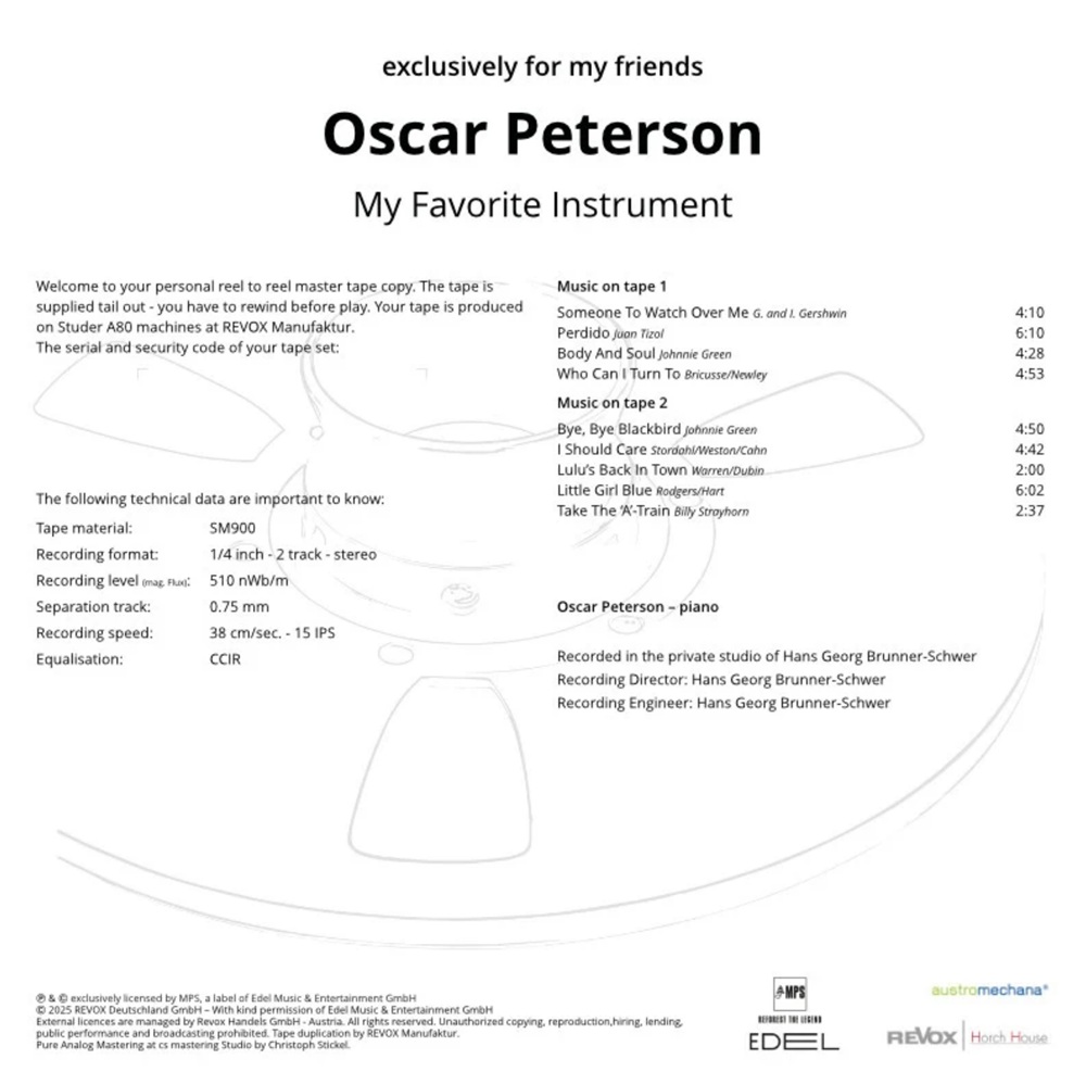 Oscar Peterson My Favorite Instrument mesterszalag track lista