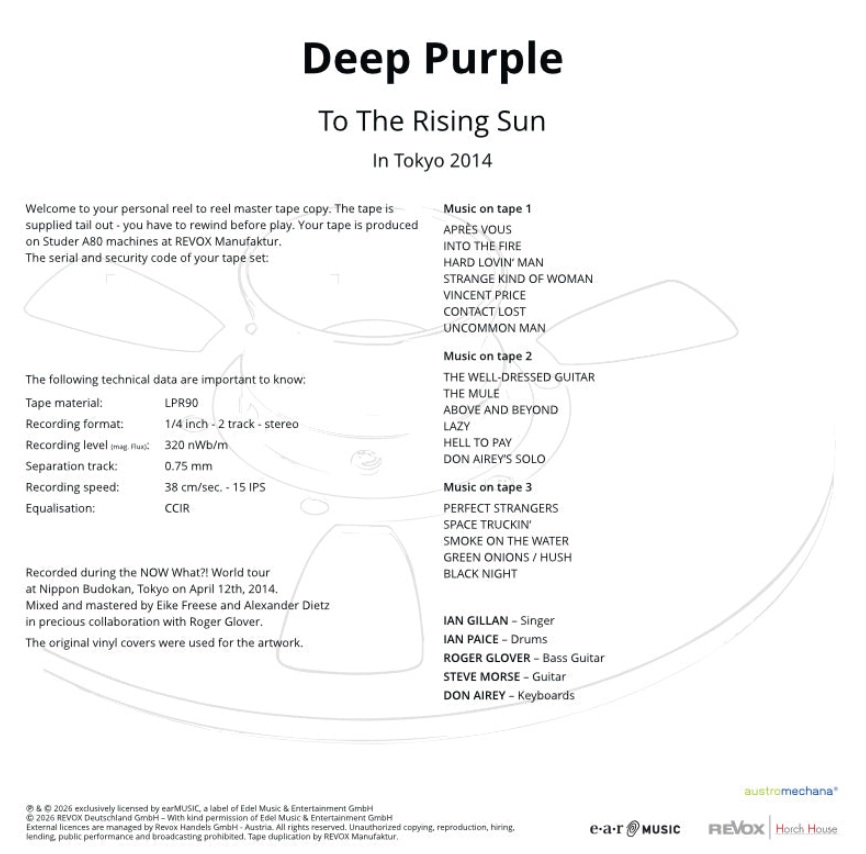 Deep Purple To The Rising Sun track lista